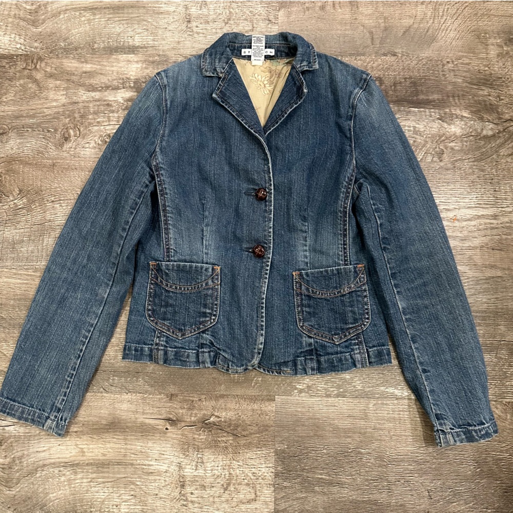 GAP Women's Classic‎ Blue Denim Stretch Blazer Size 4